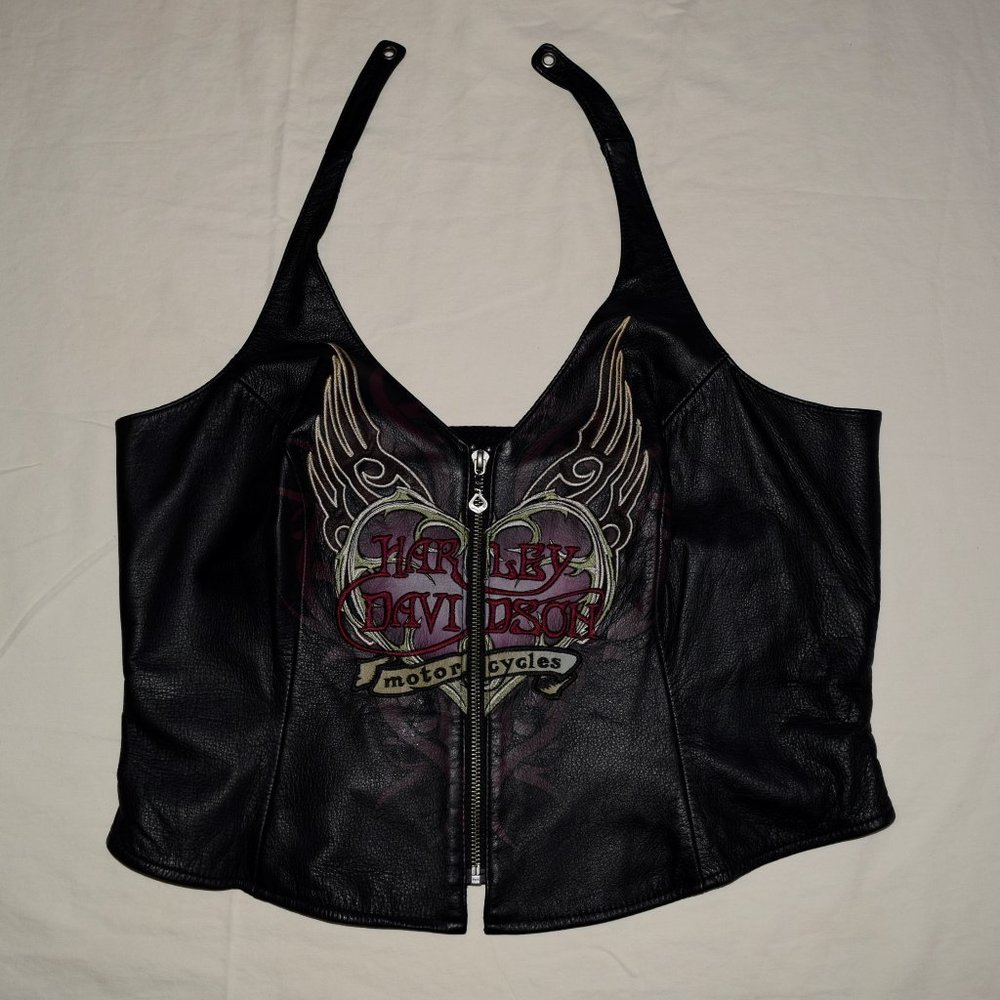 Harley leather halter top XL nice used!
